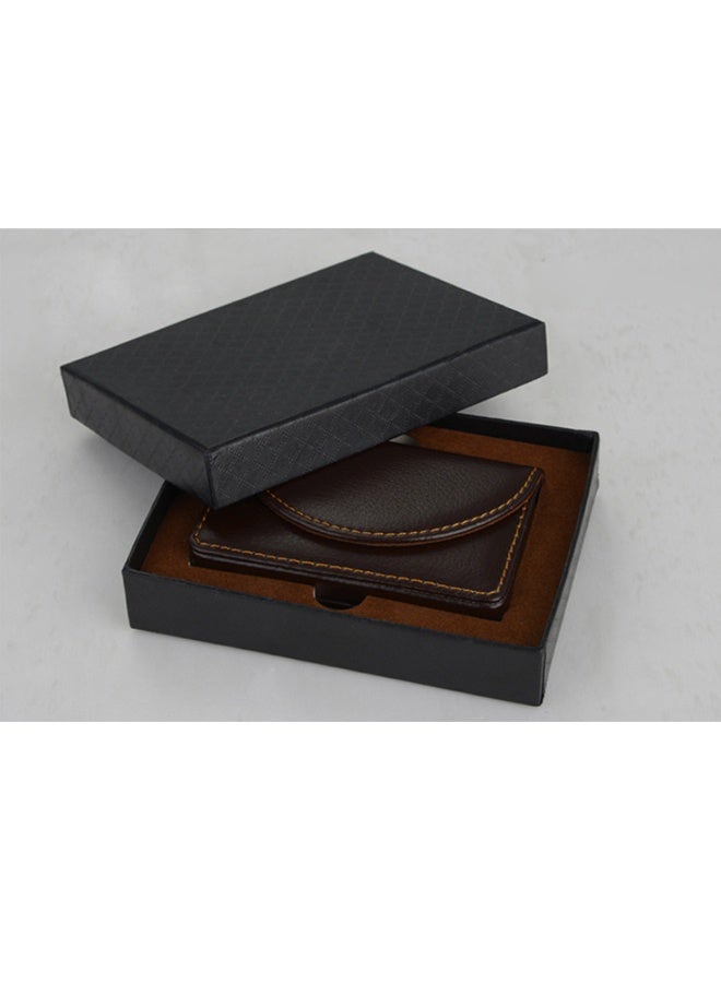 Cofee Leather Business Card Holder Case for Men or Women Pocket Business Card Wallet Name Card Case Holder with Magnetic Shut, Holds 25 Business Cards, Coffee - Image 5