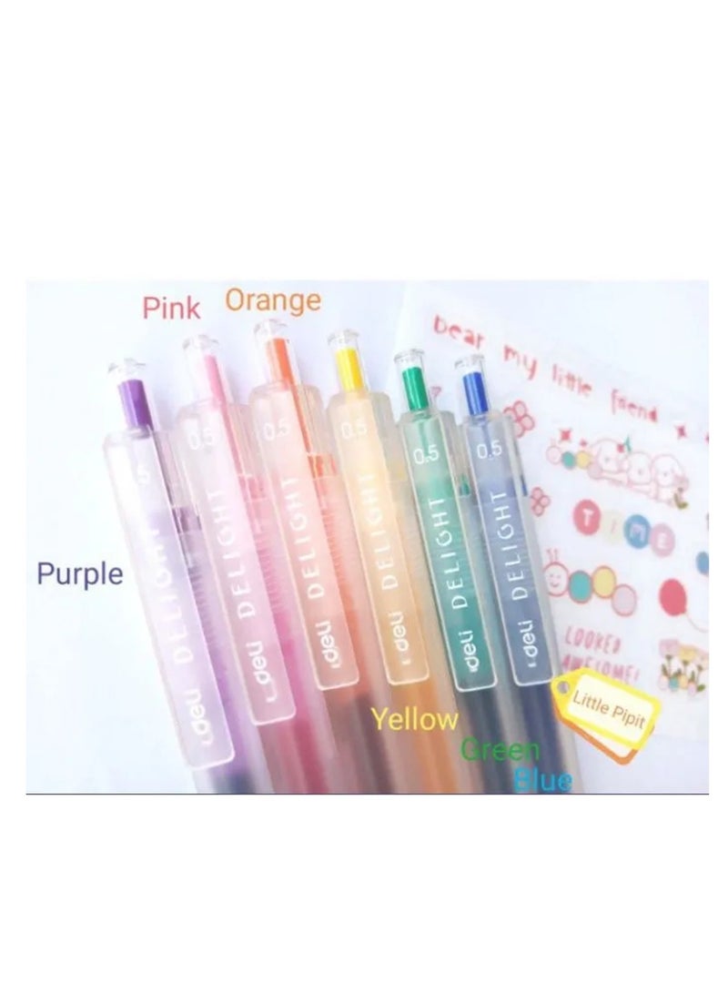 Deli 6-Piece Delight Gel Pen In Plastic Pouch 0.5mm Tip Assorted Colours  - Image 3
