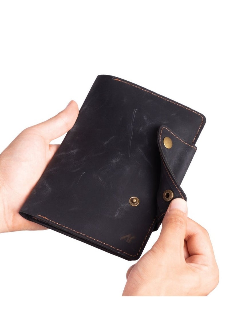 ايه ار سابلاي Ar Passport Wallet من Arij Bags | محفظة سفر جلد طبيعي، جيب باسبور، أماكن للكروت والتذاكر (أسود) - Image 3