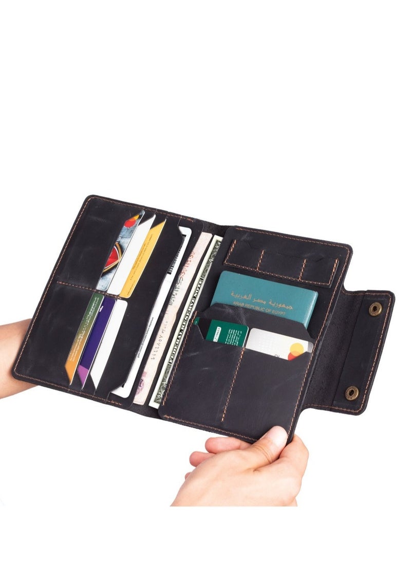 ايه ار سابلاي Ar Passport Wallet من Arij Bags | محفظة سفر جلد طبيعي، جيب باسبور، أماكن للكروت والتذاكر (أسود) - Image 4
