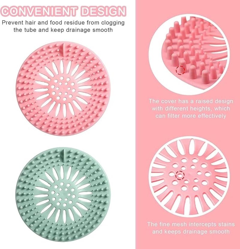 GJROAD Hair Catcher Shower Drain Covers Protector Silicone Bathtub Hair Stopper and Clean Suit for Bathroom Tub Shower and Sink (4) - Image 5