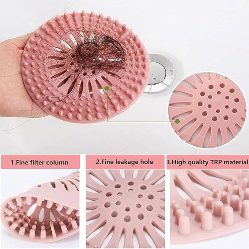 GJROAD Hair Catcher Shower Drain Covers Protector Silicone Bathtub Hair Stopper and Clean Suit for Bathroom Tub Shower and Sink (4) - Image 3