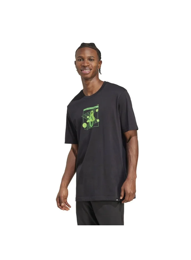 Adidas Adidas M Rerto T Black Graphic Tee (Short Sleeve) T-Shirts For Men