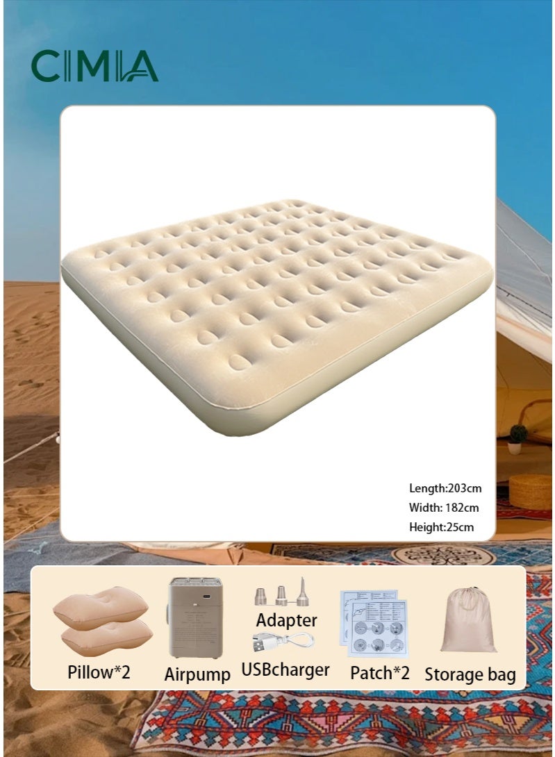 CIMIA Self-Inflating Single Air Mattress |200×180×25cm |2-Min Quick Inflation/Deflation Built-in Pump | Portable Camping Bed with Inflatable Pillow, Repair Kit & Storage Bag | for Home, Travel, Guests | 330lbs Capacity - Image 1