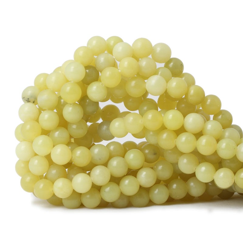 CHEAVIAN 45PCS 8mm Natural Yellow Lemon Jade Gemstone Round Loose Beads for Jewelry Making DIY Findings 1 Strand 15