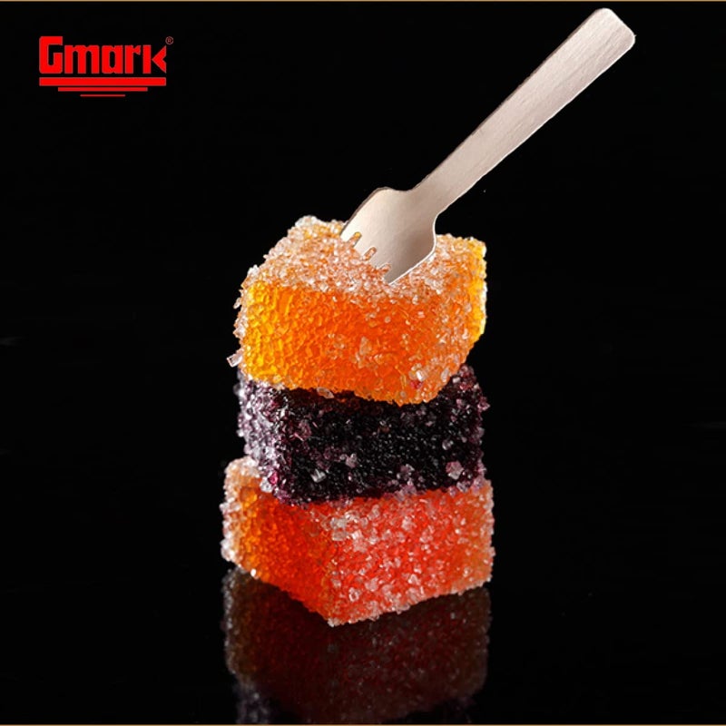 Gmark 4"" Mini Wooden Spork 200 ct  Biodegradable Compostable Birchwood Fork Spoon 2-in-1 Utensil (200pcs/bag) GM1058 - Image 5