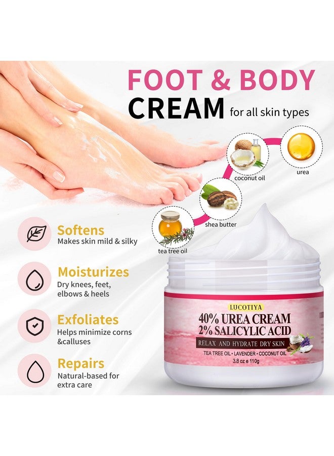 LUCOTIYA Foot Soak Set Pedicure Kit Foot Spa Callus Remover for Feet Cuticle Remover Foot File for Dead Skin Pink Salt Urea Cream for Feet Aloe Lavender Pedicure Supplies Dry Cracked Feet for Women Men - Image 3