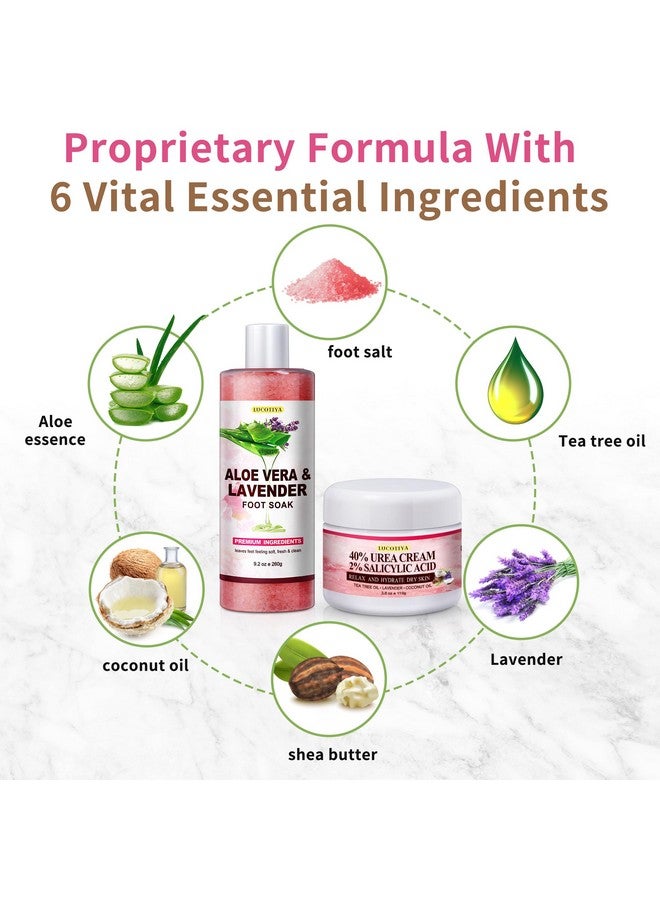 LUCOTIYA Foot Soak Set Pedicure Kit Foot Spa Callus Remover for Feet Cuticle Remover Foot File for Dead Skin Pink Salt Urea Cream for Feet Aloe Lavender Pedicure Supplies Dry Cracked Feet for Women Men - Image 5
