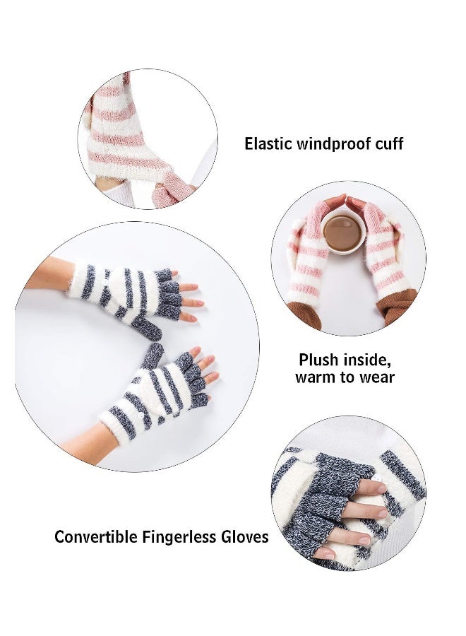 Warm Wool Knitted Fingerless Gloves for Women Versatile Winter Mittens for Comfort and Style - Image 4