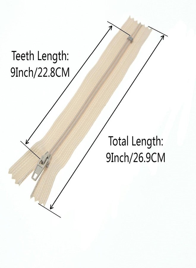 SHUNLI #3 Beige Zippers for Sewing - Bulk Nylon Coil Zipper Close End Zippers - Zipper Repair Replacement for Tailor Sewing Crafts Bags - 9 Inch 30PCS - Image 3
