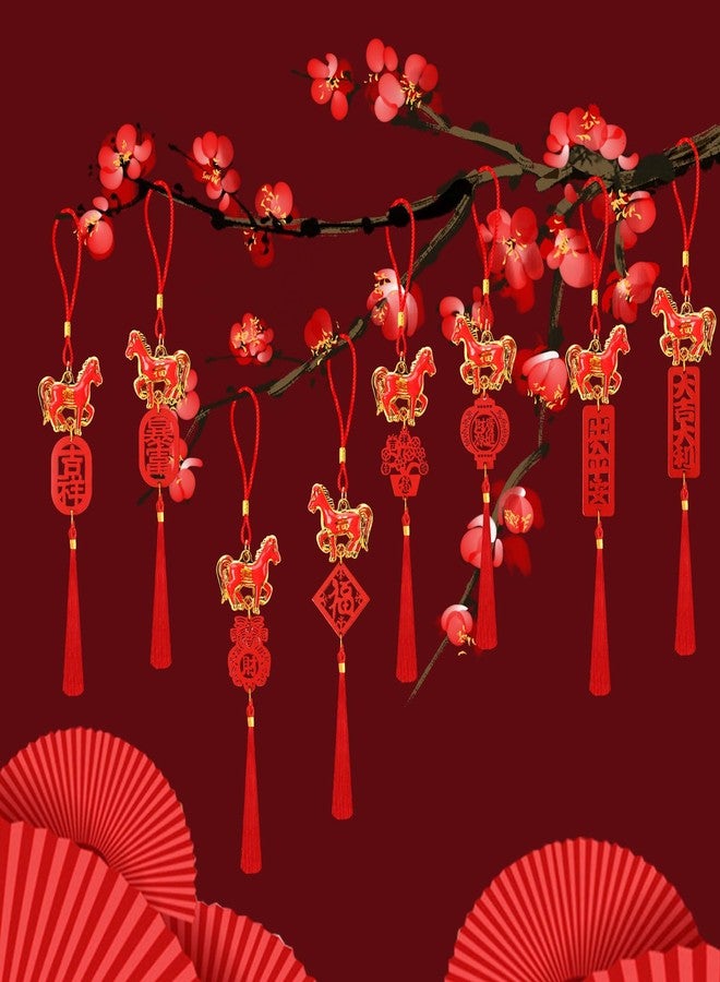 JUNEBRUSHS 16Pcs Chinese New Year Decorations 2026 Year of Horse Lucky Charm Feng Shui Tassel Hanging Pendants Ornaments for New Year Home Health Wealth Success Lucky Decor - Image 3