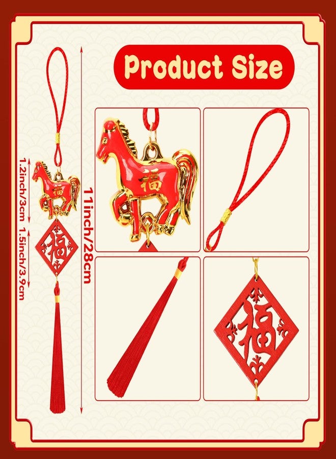 JUNEBRUSHS 16Pcs Chinese New Year Decorations 2026 Year of Horse Lucky Charm Feng Shui Tassel Hanging Pendants Ornaments for New Year Home Health Wealth Success Lucky Decor - Image 2