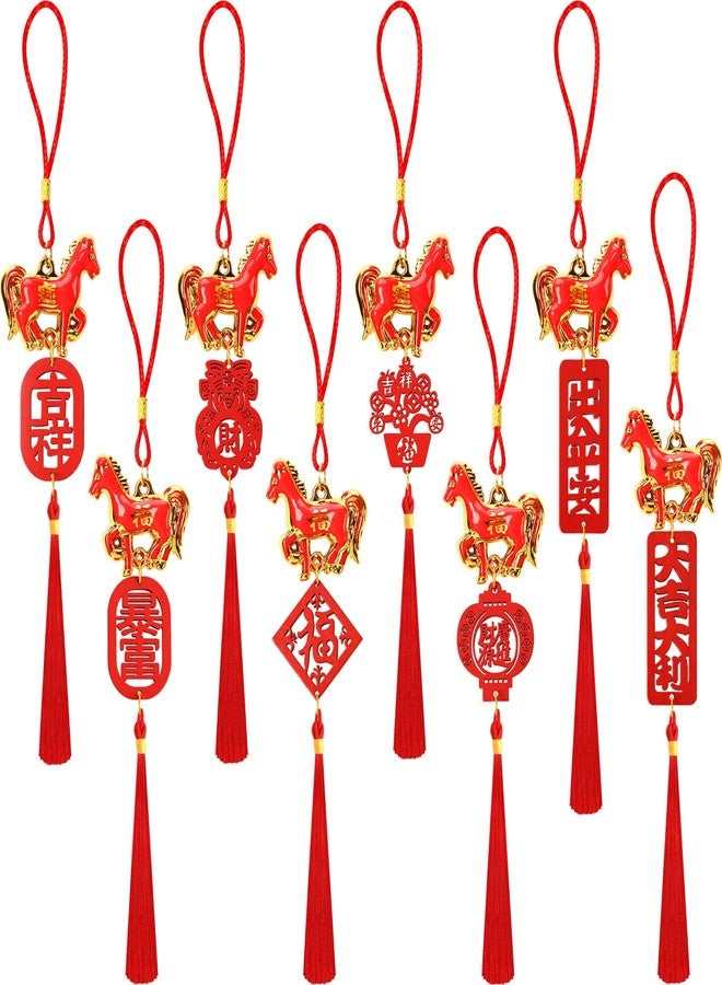 JUNEBRUSHS 16Pcs Chinese New Year Decorations 2026 Year of Horse Lucky Charm Feng Shui Tassel Hanging Pendants Ornaments for New Year Home Health Wealth Success Lucky Decor - Image 1