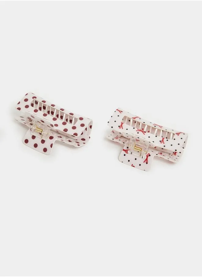 Styli Styli Set of 2 - Polka Dot Print Hair Claw