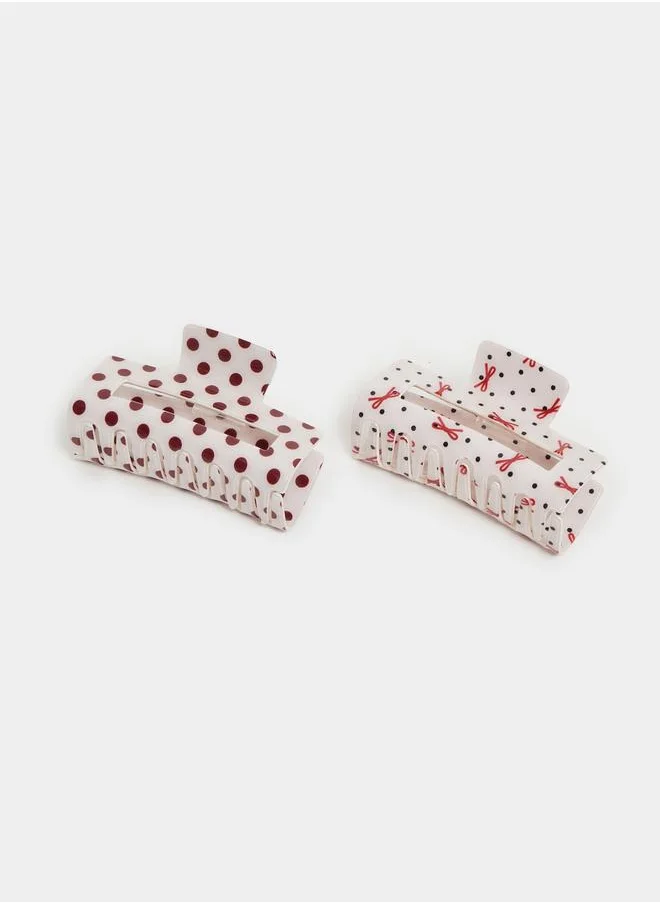 Styli Styli Set of 2 - Polka Dot Print Hair Claw