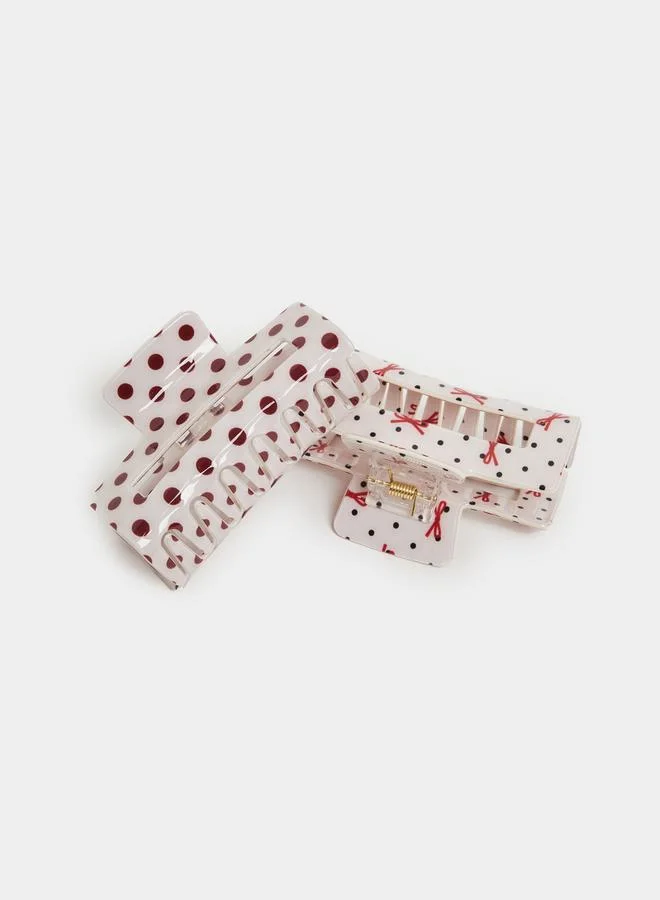 Styli Styli Set of 2 - Polka Dot Print Hair Claw