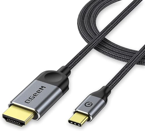 QGeeM USB C to HDMI Cable Adapter 6FT 4K, USB Type C to HDMI Thunderbolt 3/4 Compatible for iPhone 16, Galaxy, MacBook Pro/air, IPad pro, Surface,Dell XPS, HP, Thinkpad, Pixelbook, and More - Image 1