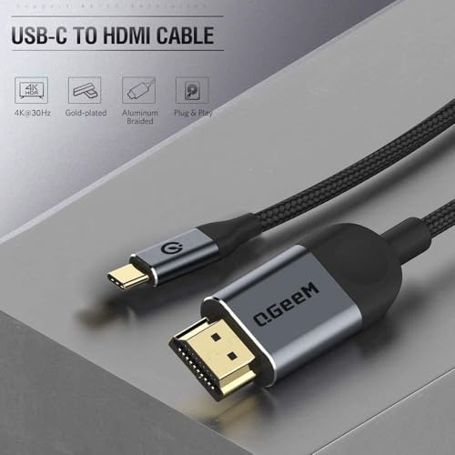 QGeeM USB C to HDMI Cable Adapter 6FT 4K, USB Type C to HDMI Thunderbolt 3/4 Compatible for iPhone 16, Galaxy, MacBook Pro/air, IPad pro, Surface,Dell XPS, HP, Thinkpad, Pixelbook, and More - Image 4