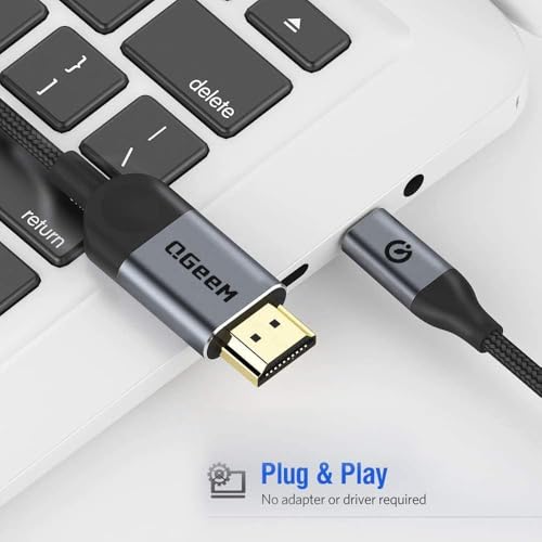QGeeM USB C to HDMI Cable Adapter 6FT 4K, USB Type C to HDMI Thunderbolt 3/4 Compatible for iPhone 16, Galaxy, MacBook Pro/air, IPad pro, Surface,Dell XPS, HP, Thinkpad, Pixelbook, and More - Image 3