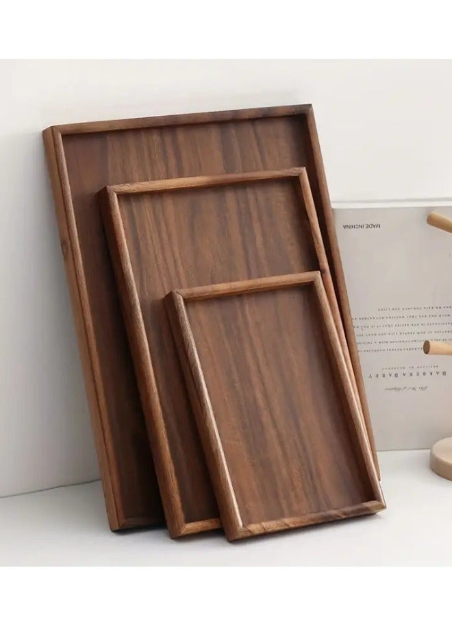 Bamboo Serving Trays 3 Sizes Wooden Platters for Working, Storing, Kitchen, Living Room, Bathroom, Outdoors-Brown