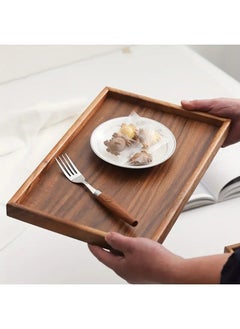 Happy Home Bamboo Serving Trays 3 Sizes Wooden Platters for Working, Storing, Kitchen, Living Room, Bathroom, Outdoors-Brown  - Image 4