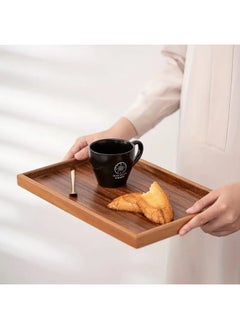 Happy Home Bamboo Serving Trays 3 Sizes Wooden Platters for Working, Storing, Kitchen, Living Room, Bathroom, Outdoors-Brown  - Image 5