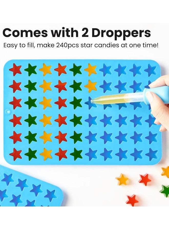 2PCS Star Silicone Candy Mold, 120 Cavity Mold for Chocolate Gummy Ice Cubes with 2 droppers - Image 5