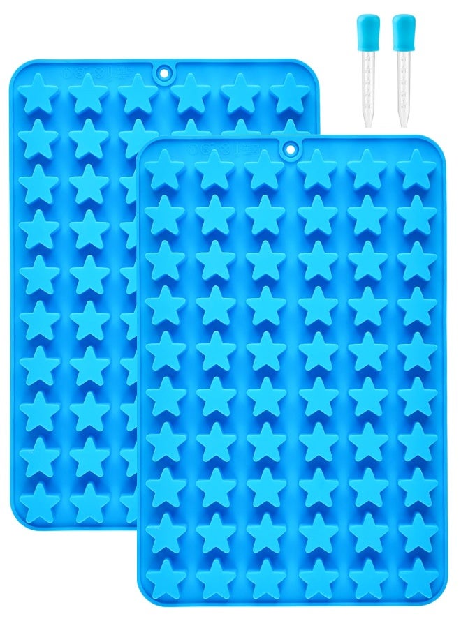 2PCS Star Silicone Candy Mold, 120 Cavity Mold for Chocolate Gummy Ice Cubes with 2 droppers - Image 1