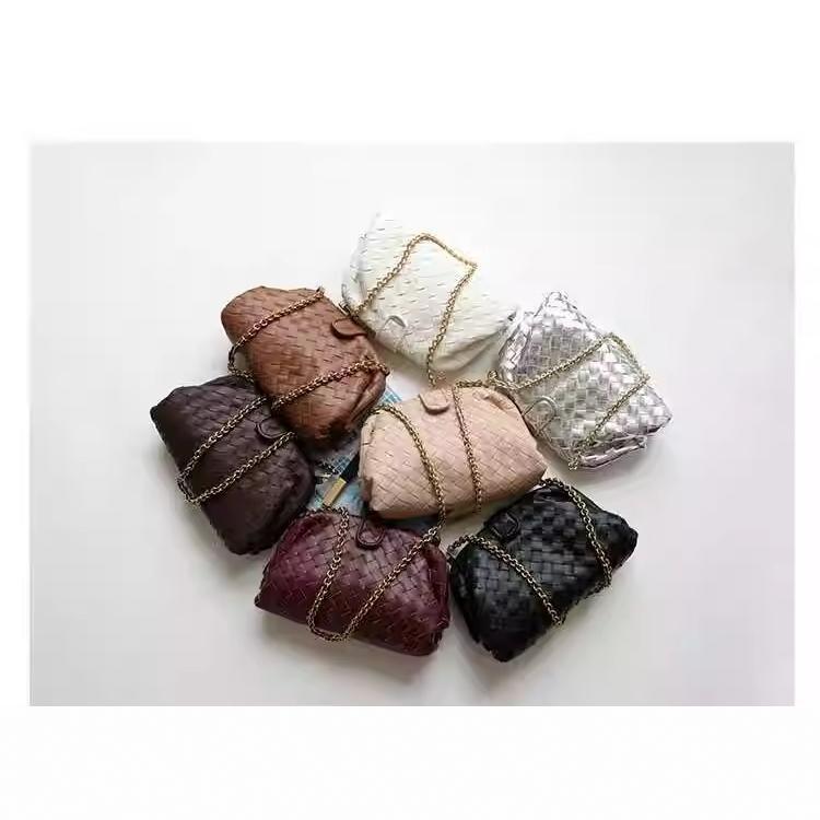 Cowhide Woven Women'S Bag, Fashionable Hand-Held Armpit Bag, Large-Capacity Shoulder Chain Clip Bag, Cross-Body Shell Dumpling Bag - Image 3
