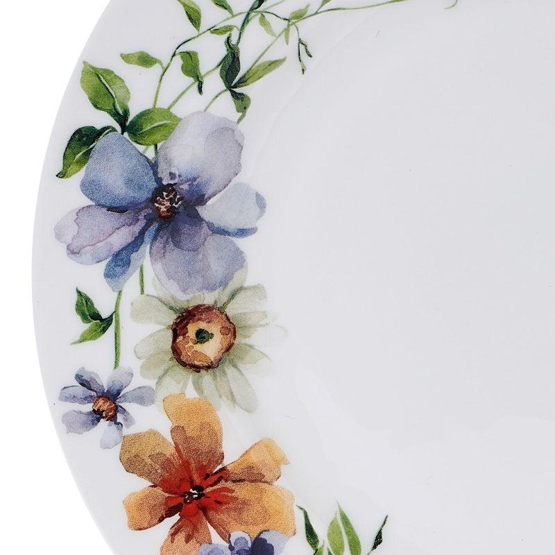 Mikasa Audrina Water Color Flowers Bone China Lightweight Chip Resistant 12 Piece Dinnerware Set, Service for 4, White - Image 4