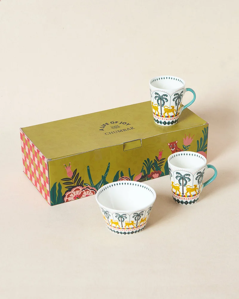 Chumbak Jungle Soirée Tea-Trio Gift Set of 3 | Lost in Paradise