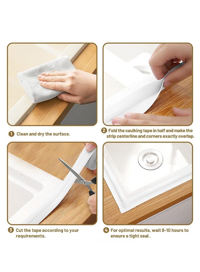 Caulk Tape Waterproof Self Adhesive, 3 Rolls Toilet Caulk Sealing Strip, Bathtub Caulking Sealant Tape for Kitchen, Bathroom, Countertop, Sink, Floor Wall Edge Protector - Image 5