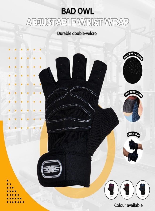 BADOWL Gym Gloves with Wrist Strap Grips Accessories for Men & Women | Fitness Gloves, Bike Sports Gloves, Training Gloves & Exercise Gloves (Red-M) - Image 5