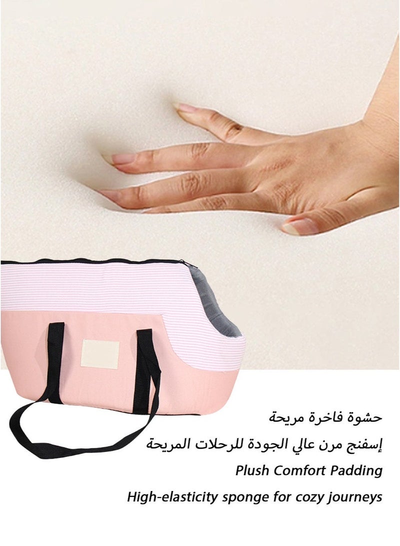 رحلة مع قطتك! حقيبة حمل قطط ناعمة بفتحة لإخراج الرأس، قاعدة مبطنة، رباط أمان داخلي وأحزمة حمل، حقيبة سفر وردية للقطط والحيوانات الأليفة الصغيرة، 42 × 25 × 25 سم - Image 4