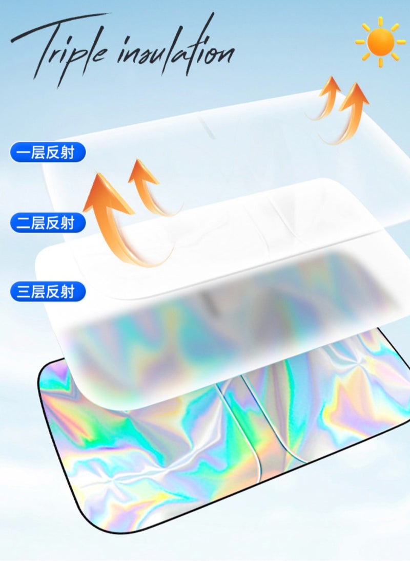 Car laser sunshade car sunscreen car sunscreen front windshield parasol privacy curtain laser sun shield - Image 2