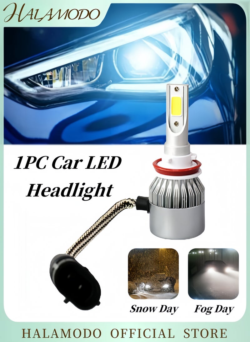 Halamodo 1PC Car LED Headlight Super Bright Auto Fog Light Bulb Replacement Waterproof Plug & Play High Low Beam Headlight Bulb Driving Light Headlamp Car Accessories 6000K - Image 1