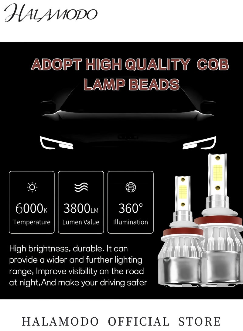 Halamodo 1PC Car LED Headlight Super Bright Auto Fog Light Bulb Replacement Waterproof Plug & Play High Low Beam Headlight Bulb Driving Light Headlamp Car Accessories 6000K - Image 2