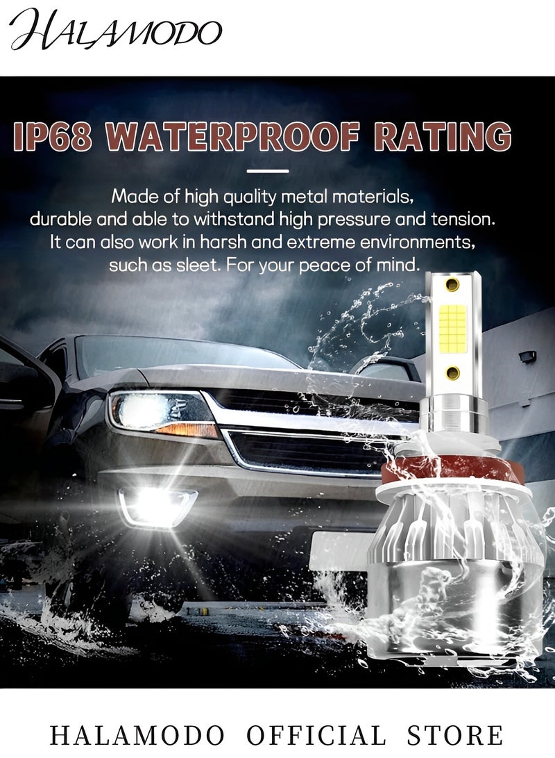 Halamodo 1PC Car LED Headlight Super Bright Auto Fog Light Bulb Replacement Waterproof Plug & Play High Low Beam Headlight Bulb Driving Light Headlamp Car Accessories 6000K - Image 5