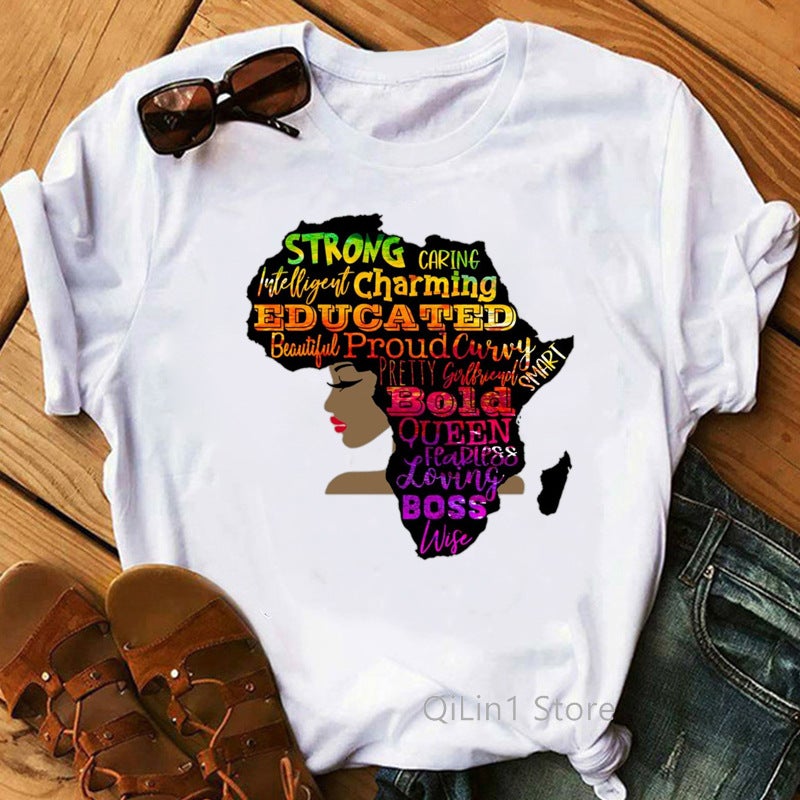[On the same day] 2021T-shirt Black Girl Feminist style T-shirt cross-border European and American printed women's clothing - Image 5