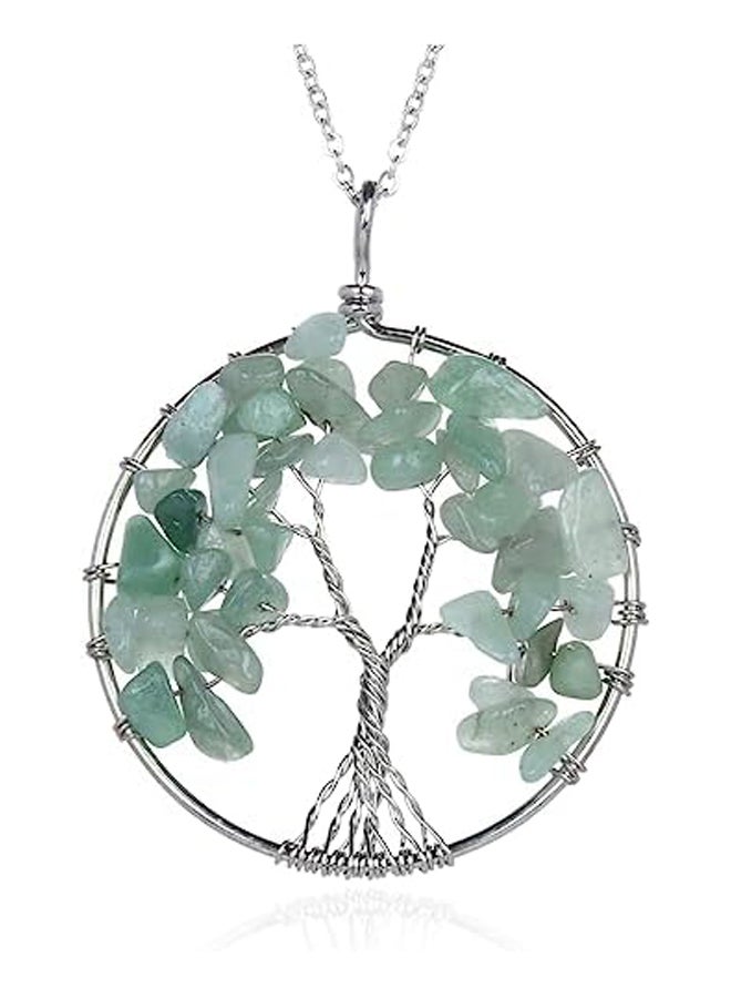 1pc Tree of Life Prosperity Gemstone Pendant Necklace 26 inch Chain Healing Crystal Stones Chakras Energy Rock Good Luck Jewelry Women  Men Birthday Mother's Gifts - Image 1