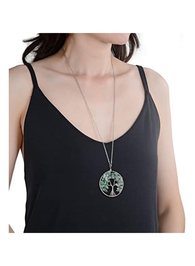 1pc Tree of Life Prosperity Gemstone Pendant Necklace 26 inch Chain Healing Crystal Stones Chakras Energy Rock Good Luck Jewelry Women  Men Birthday Mother's Gifts - Image 2