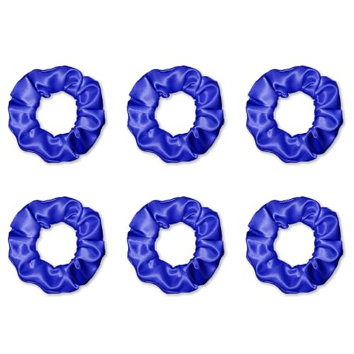 Young Arrow Premium Satin Scrunchies, Anti-Hair Breakage Ties, Hair Bands, Rubber Bands Ponytail Holders, Hair Accessories for Girls & Women, Best Gift (Pack of 6) (Royal Blue) - Image 1