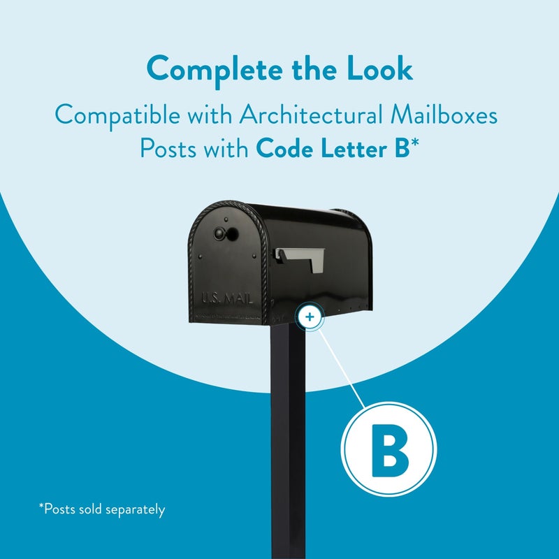Architectural Mailboxes Edwardsâ„¢ Weather-Resistant Steel Metal Post Mounted Mail Box for Outside, Black, Large Curbside Mailbox, USPS Approved for Residential Delivery - Image 4