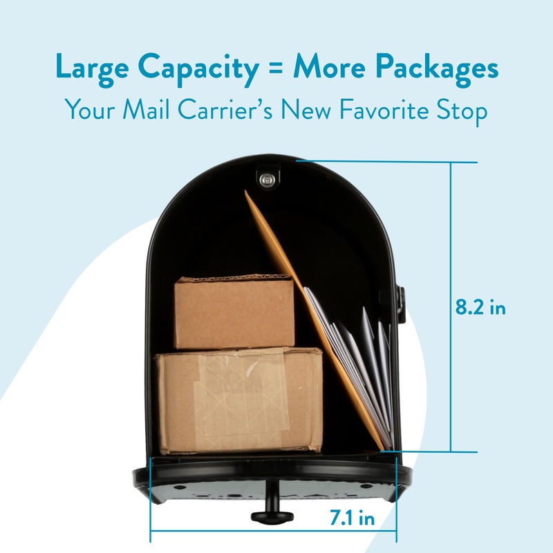 Architectural Mailboxes Edwardsâ„¢ Weather-Resistant Steel Metal Post Mounted Mail Box for Outside, Black, Large Curbside Mailbox, USPS Approved for Residential Delivery - Image 2