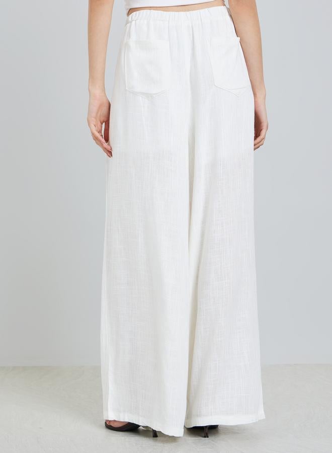 Take Two White Wide Leg Relaxed Fit Pants - Image 4