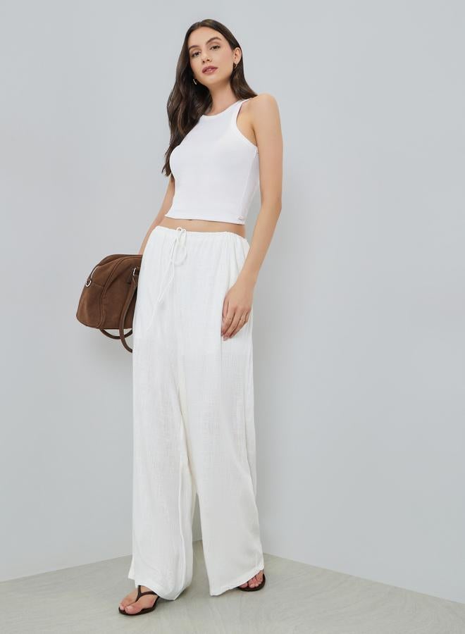 Take Two White Wide Leg Relaxed Fit Pants - Image 1