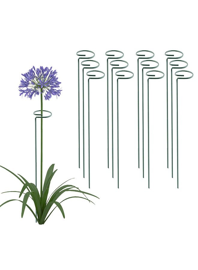Peachjoy 12 Pack Plant Support Stakes, Metal Single stemmed Flower Support Hoops，Garden Plant Stakes Plant Prop for Amaryllis Orchid Lily Rose Peony Tomatoes Gladiolus, 40CM  - Image 1