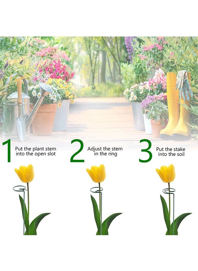 Peachjoy 12 Pack Plant Support Stakes, Metal Single stemmed Flower Support Hoops，Garden Plant Stakes Plant Prop for Amaryllis Orchid Lily Rose Peony Tomatoes Gladiolus, 40CM  - Image 2