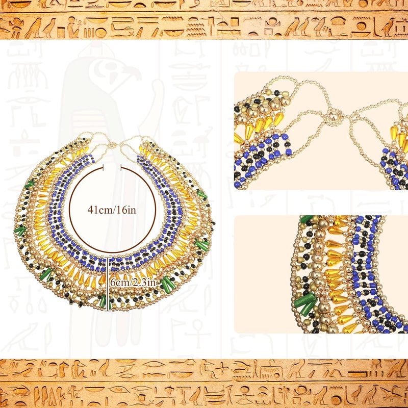 Excefore 5 Pieces Egyptian Headpiece Costume, Included Tassel Head Chain Gold Snake Armband Finger Ring Bracelet Earring Necklace,Suitable for Party Costume for Women, 1 - Image 2