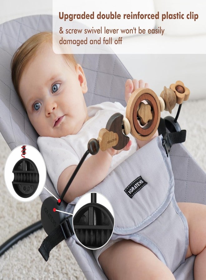 iGRATENS Baby Bjorn Bouncer Toy Bar - Toy Bar for Baby Bouncer Soft & Bliss, Easy to Attach and Remove, 360°Rotating Natural Wooden Toys, Exciting Design for Curious Babies, Circular Natural Wood - Image 3